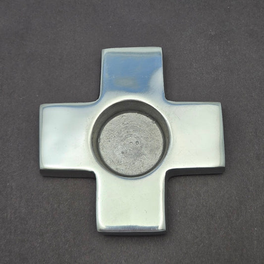 Wall Art Display Fusing Decor Pewter Cross Candle Holder- 