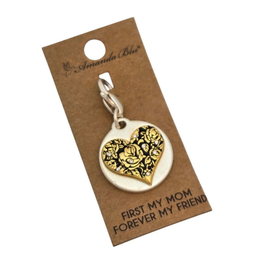 First my Mom Forever My Friend Amanda Blu ONE Two Sided Two-tone Gold Silver- 