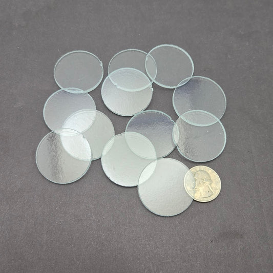 Twelve 96 COE About 1 1/2 Inch Circles Clear FLAWS Precut Glass- 