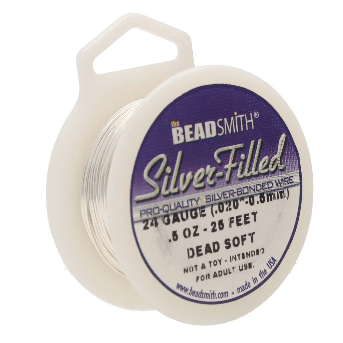 Beadsmith Pro Silver Bonded Filled Wire Half Hard Dead Soft 18 20 22 22 26 28 ga-Gauge Size Hardness Length 24ga Dead Soft 25 ft