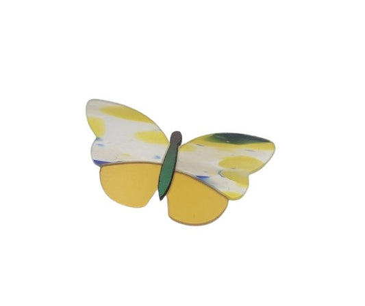 Anne's 96 COE BUTTERFLY Atlantis Yellow & Iridized Black Large Precut 4" wide by 2" Tall- 