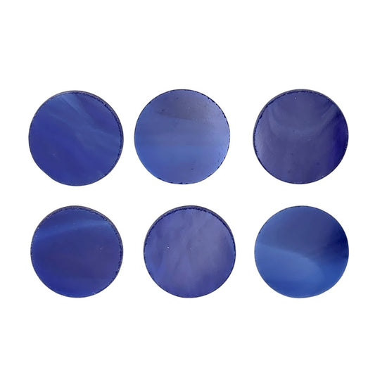 339.6 Dark Blue White Wispy SIX Glass Circles Choice 1/2, 3/4, 1, or 1 1/2 Inches-Size 1/2 inch