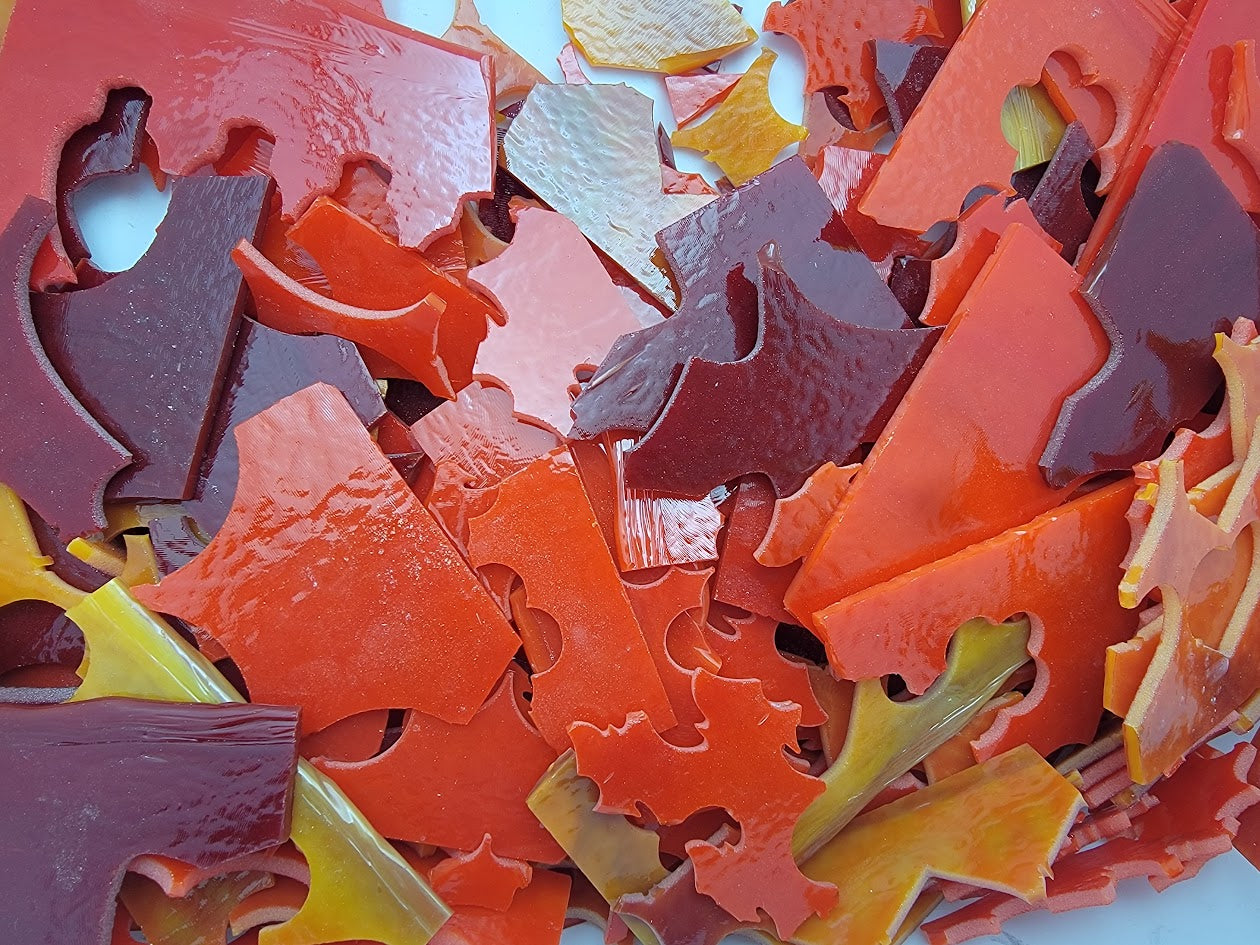 Red Opal Mix 90 COE Scrap 8 Ounce Package Bullseye Glass- 