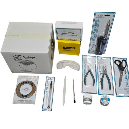 School Version Stained Glass Starter Kit Beginner Set GRINDER Tools SOLDERING IRON- 