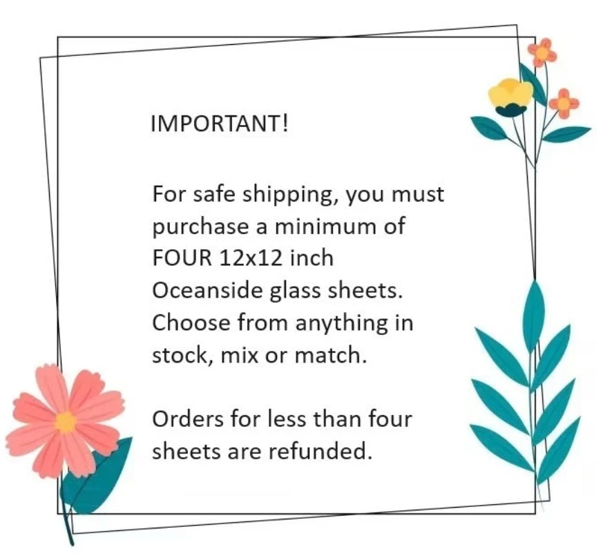 267.72 Sunflower Yellow Opal 12 x 12 Inch Oceanside Compatible 96 COE Sheet Glass- 