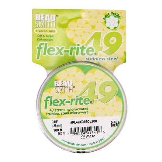 Stainless Steel CLEAR .018" 49 Strand 100' BEADSMITH FLEX-RITE  Wire FLEXRITE- 