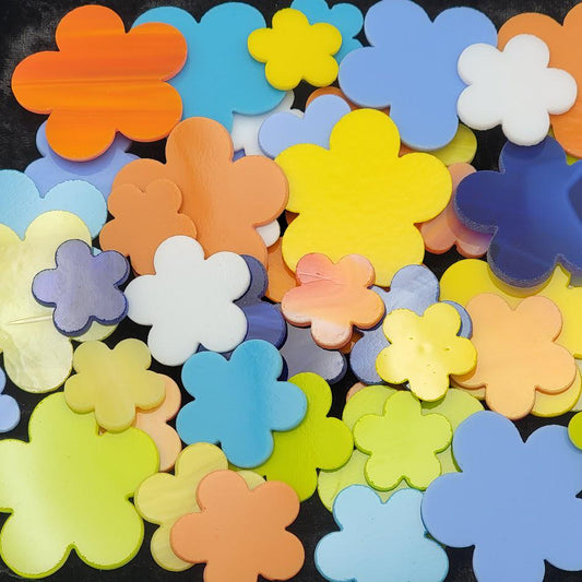 THREE Pieces Happy Flowers 96 COE Precut Glass Design Shape Choice of Color Size- 