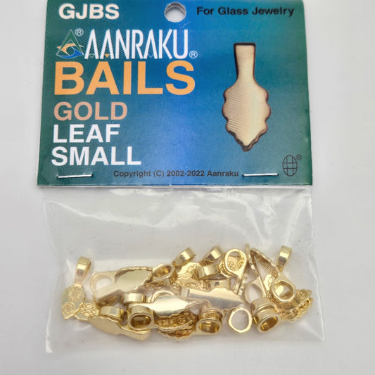 GOLD plated Jewelry Bails SMALL Fused Glass Pendants 25 6x15mm Leaf AANRAKU- 