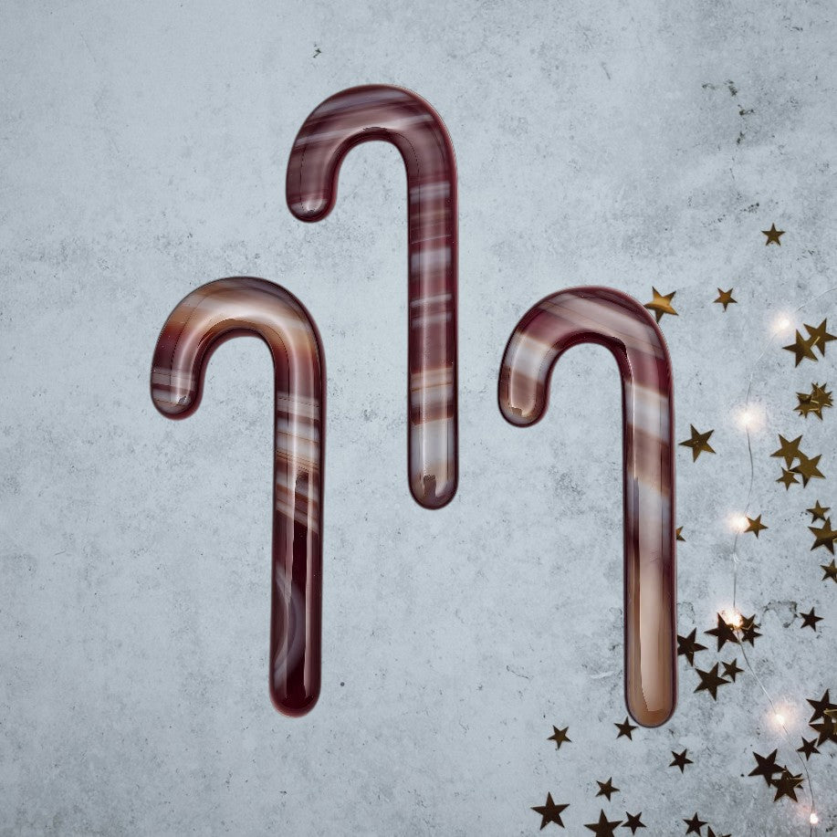 1 or 3 Fused Glass CANDY CANE Handmade Fused Glass Ornament 3.7 inches Tall-Quantity Set of Three