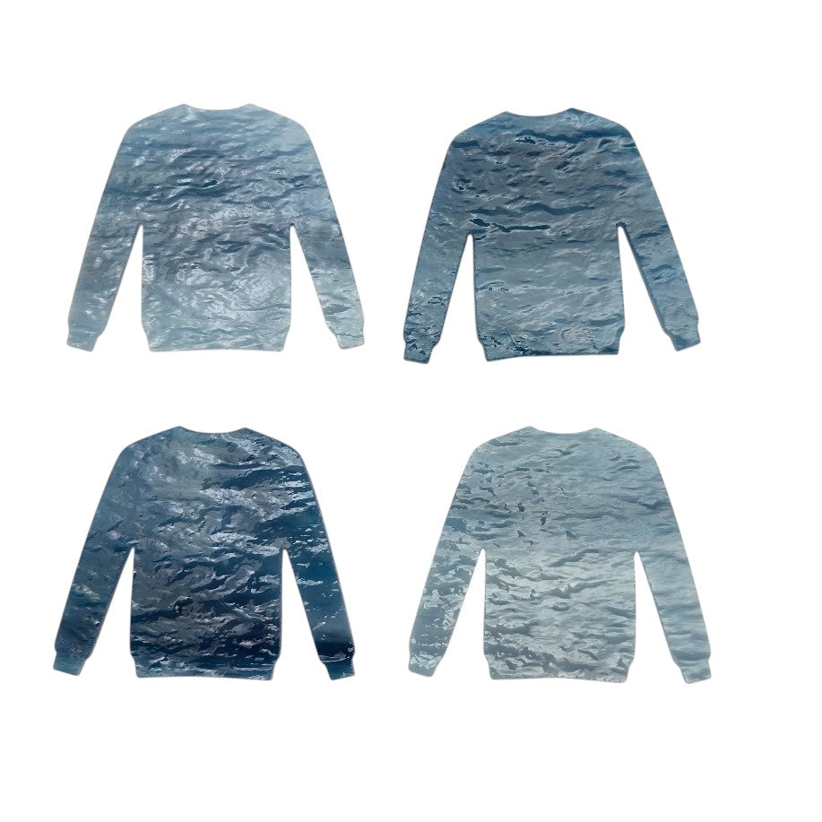 Seconds (flaws) Four Blue Yonder 96 COE Fusible Sweater Precut Glass 2 6/8 x 2 1/8 in- 