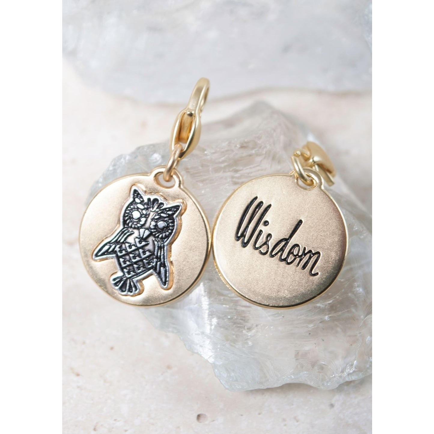 Wisdom Owl Amanda Blu ONE Two Sided Two-tone Gold and Silver Love Gift Friend- 