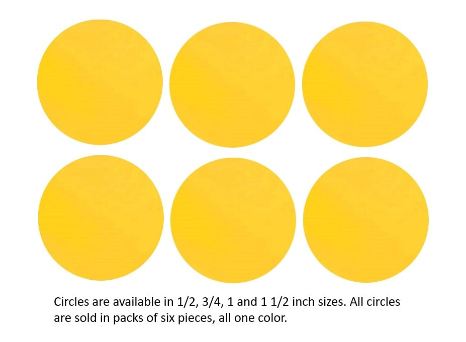 161 Yellow Transparent Six 96 COE Glass Circles Choice of 1/2, 3/4, 1, or 1 1/2 inches- 