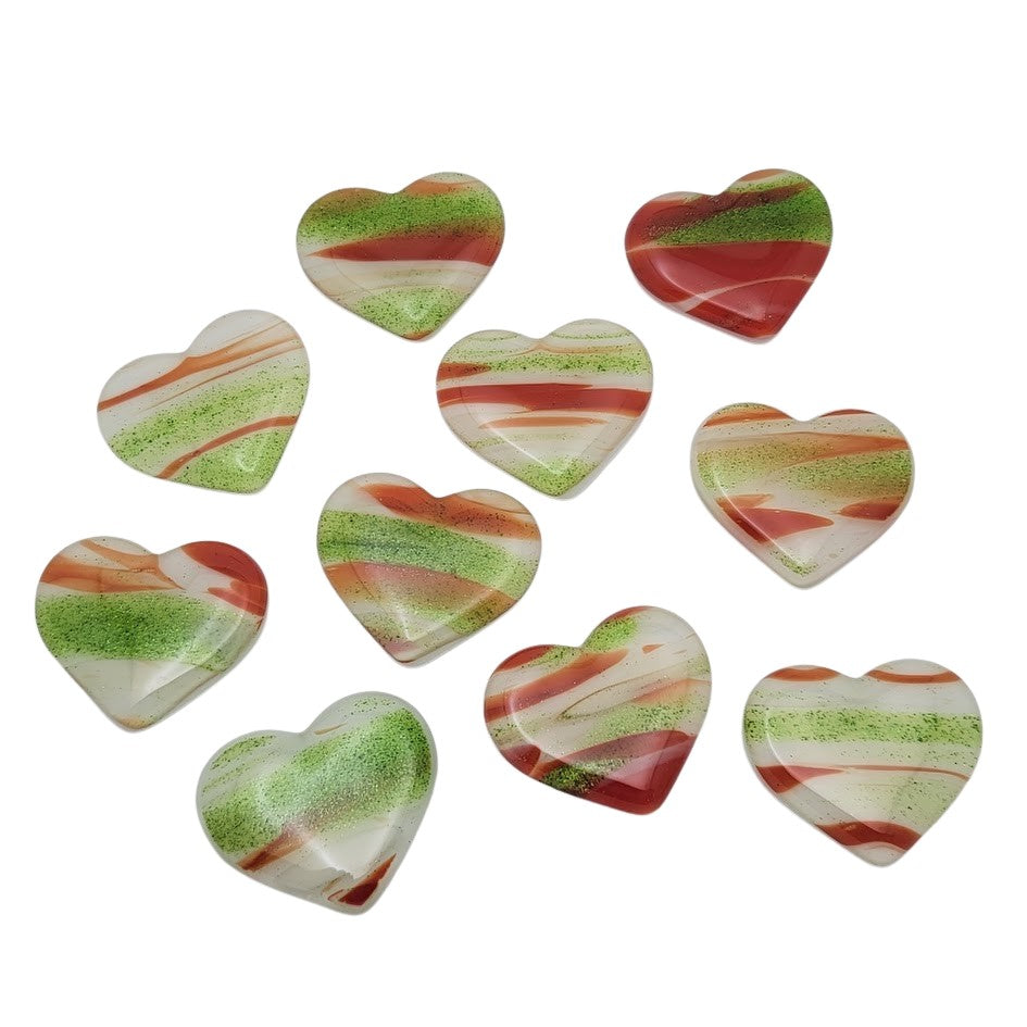 One FIESTA Pocket Hug Handmade Fused Glass Heart Ornament with Free Card- 