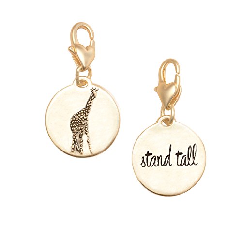 ONE! Amanda Blu Giraffe Charm You are Valued Stand Tall Gold 1-Tone Medallion- 