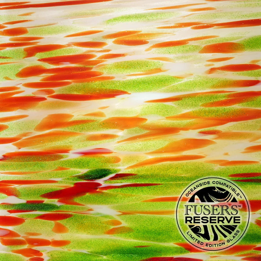 FR72 Fiesta Fuser's Reserve 6 x 6 Inch Oceanside Compatible 96 COE Sheet Glass- 