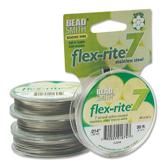 Stainless Steel CLEAR .014" 7 Strand 30' BEADSMITH FLEX-RITE Bead Wire FLEXRITE- 