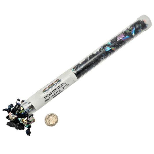 CBS Dichroic Frit 90 COE Rainbow One on BLACK Glass Fusing Supplies 2 oz tube- 