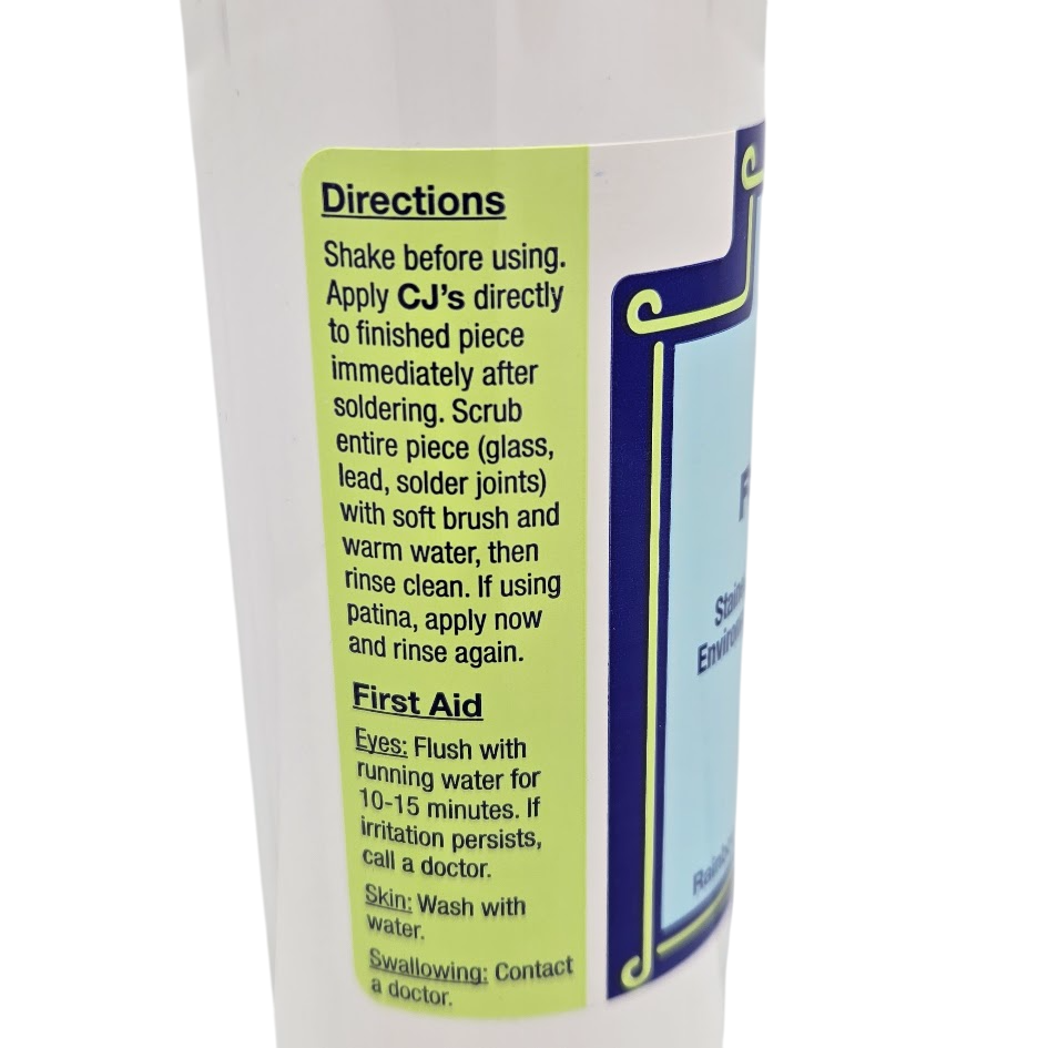CJ's Flux Remover Liquid  8 oz Stained Glass Supply Polish Cleaner- 