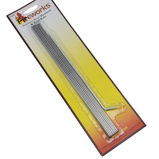 VALUE PACK! FIREWORKS Beadmaking 12 3/32" Stainless Mandrels + Rake SET- 