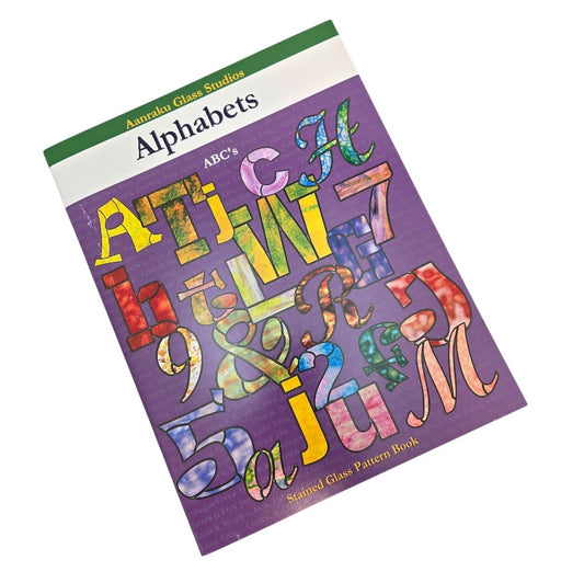 Aanraku ALPHABETS Stained Glass Pattern Book Funky Block Script Horizontal Fonts- 