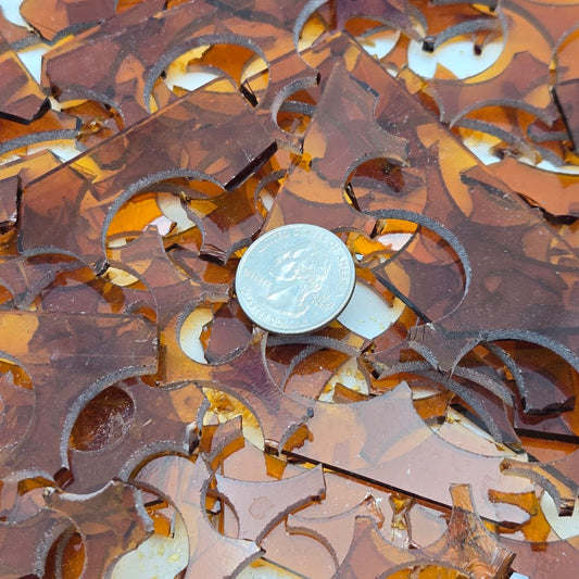 Medium Amber Transparent 96 COE Scrap Glass Clear 8 Ounce Package 96COE Sheet- 
