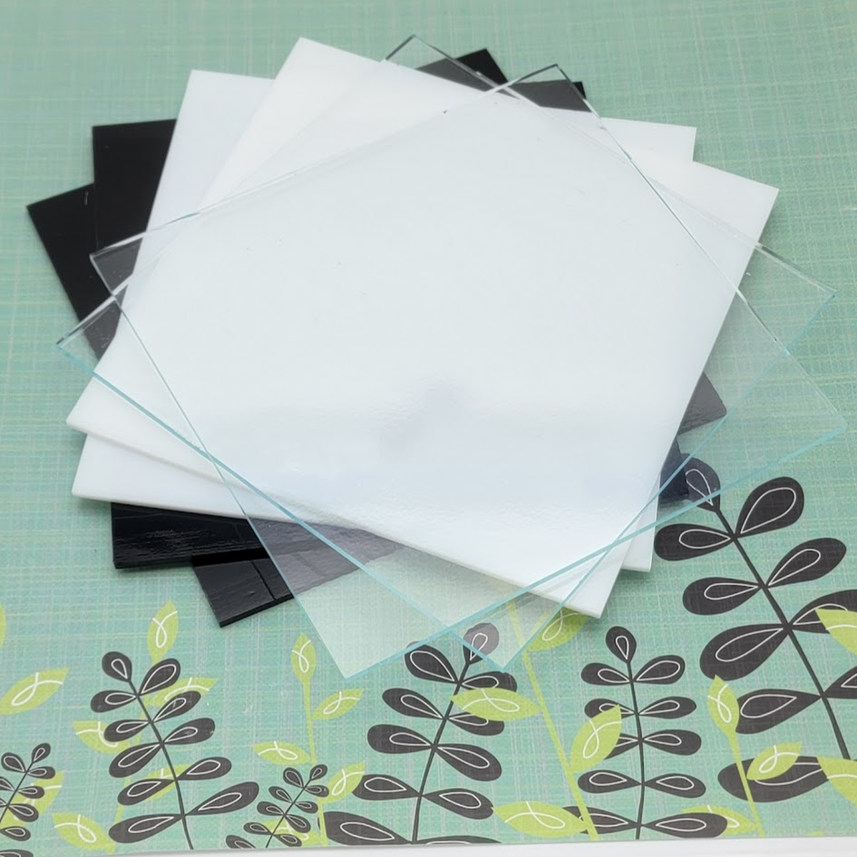 6 Pieces 6x6" Oceanside Compatible 96 COE Black & White Opal & Clear Glass Sheets Pack Studio Stock Up- 