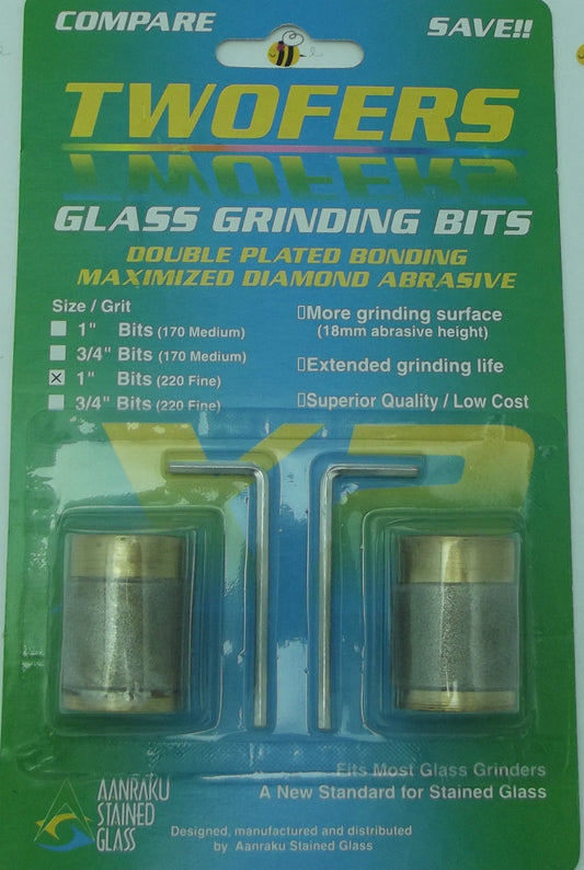 2 Grinder Bits Diamond 1 inch  220 Fine Aanraku 2 fers Fits MOST Inland Glastar- 
