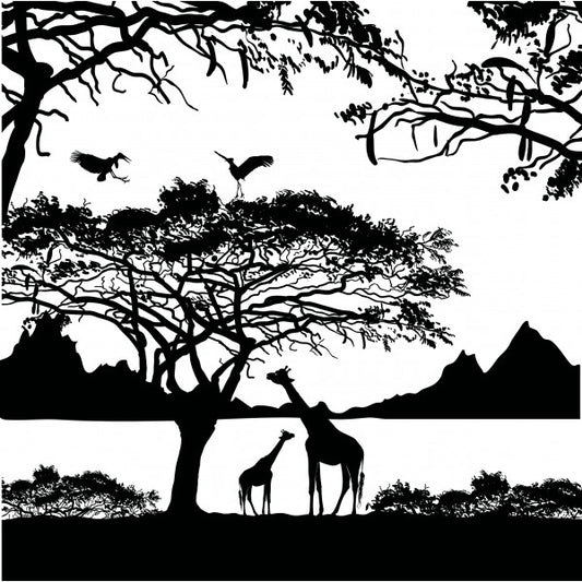 Giraffes Jungle 1.5" x 1.5" Enamel Decal For Glass Fusing- 