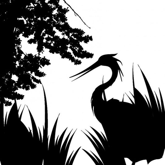Hiding Heron 1.5" x 1.5" Enamel Decal For Glass Fusing- 