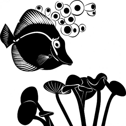 Diving Fish 1.5" x 1.5" Enamel Decal For Glass Fusing- 