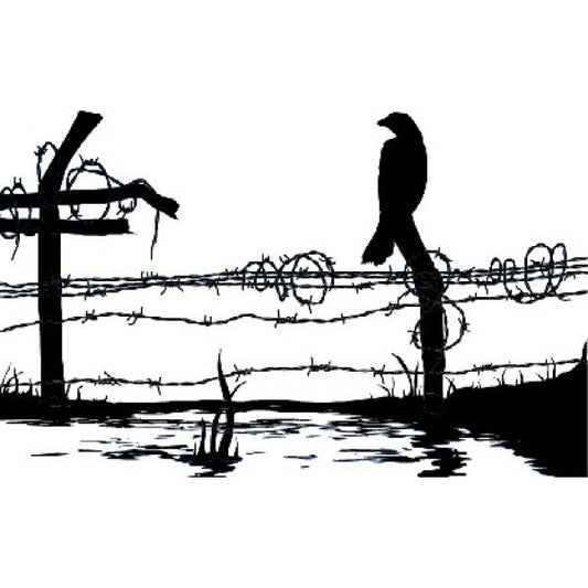 Bird on a Wire 1.5" x 1" Enamel Decal For Glass Fusing- 
