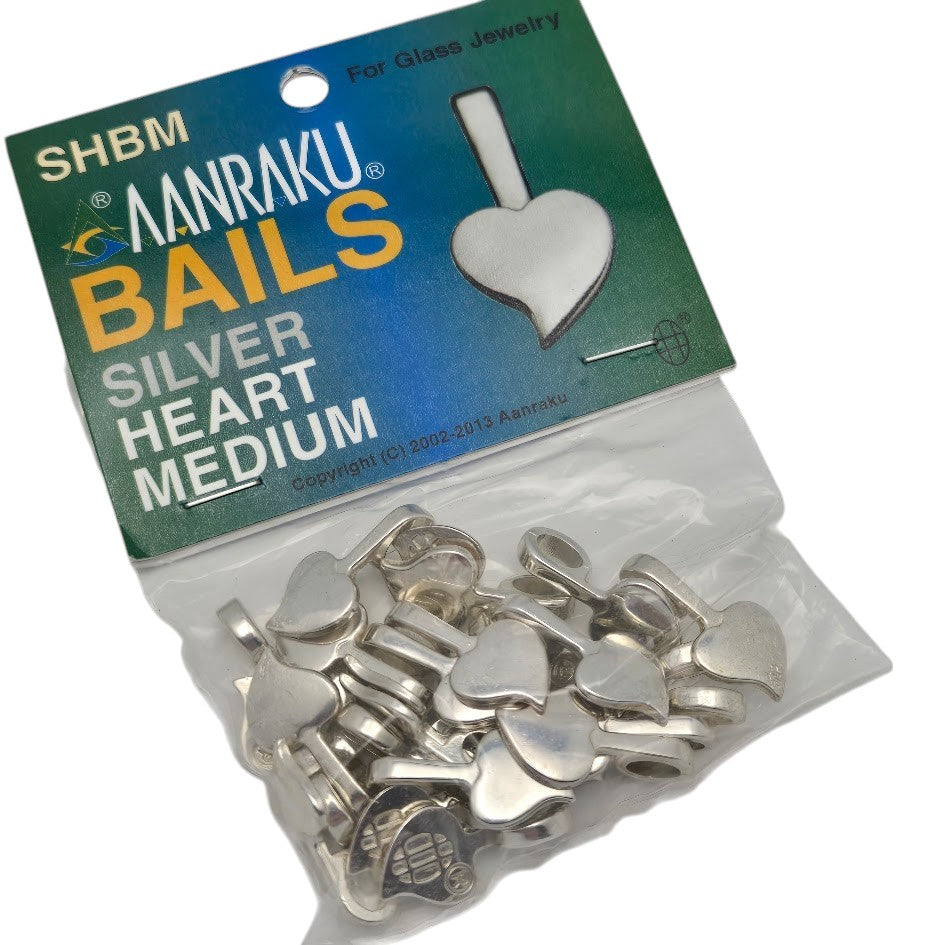 25 Aanraku HEART BAILS Sterling Silver Plated Medium Fusing Supplies Glue On- 