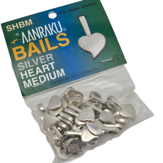 25 Aanraku HEART BAILS Sterling Silver Plated Medium Fusing Supplies Glue On- 