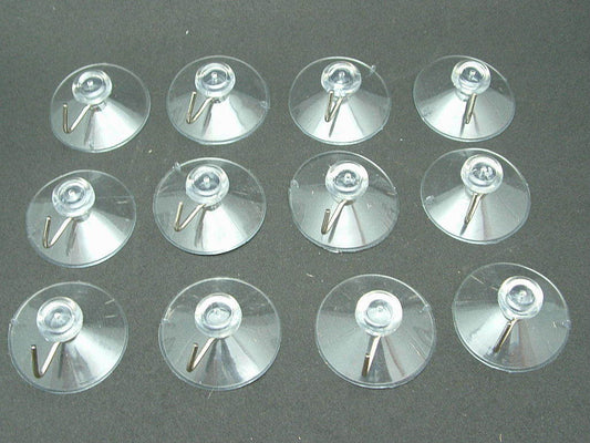 1 DOZEN Quality Large 1 3/4" Suction Cups Stained Glass 1-1/2" with Metal Hook- 