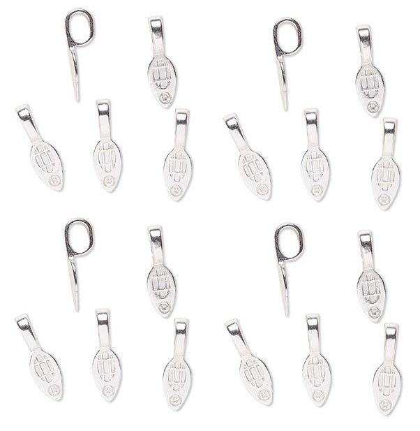 Silver Plated Jewelry Bails SMALL New Aanraku 25 Leaf Glue-On- 