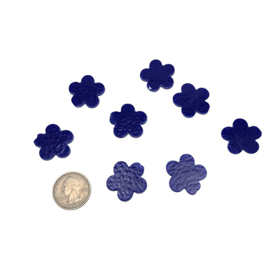 FLAWS Set of Eight Blue Opal Happy Flowers 90 COE Bullseye Precut Glass- 
