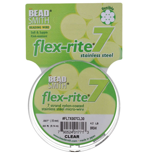 Stainless Steel CLEAR .007" 7 Strand 30' BEADSMITH FLEX-RITE Bead Wire FLEXRITE- 