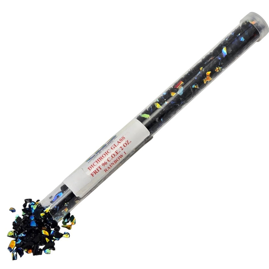 CBS Dichroic Frit 96 COE Rainbow One on BLACK Glass Fusing Supplies 2 oz tube- 