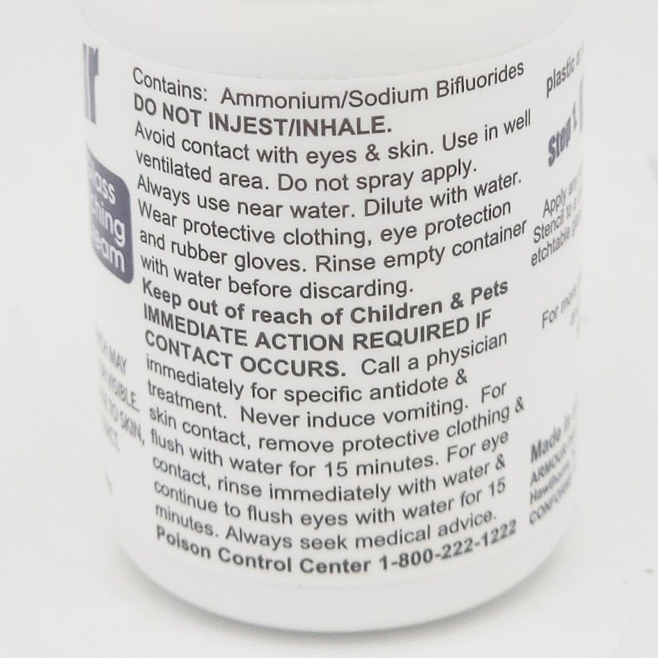 ARMOUR ETCH Glass Etching Cream 2.8 oz Jar  Small Fusing Supplies Tools- 