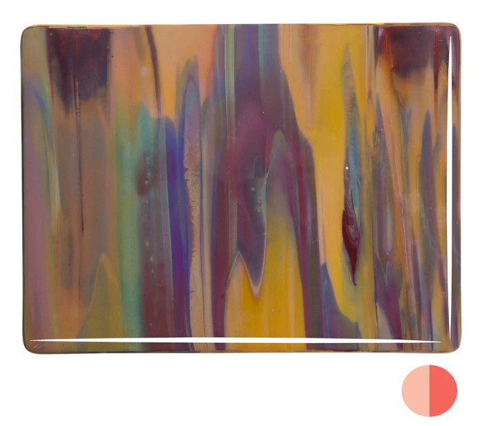 2250 Striker Deep Red Soft Yellow Opal Mix Bullseye 90 COE Glass Sheet 10x10" 90COE Fusible- 