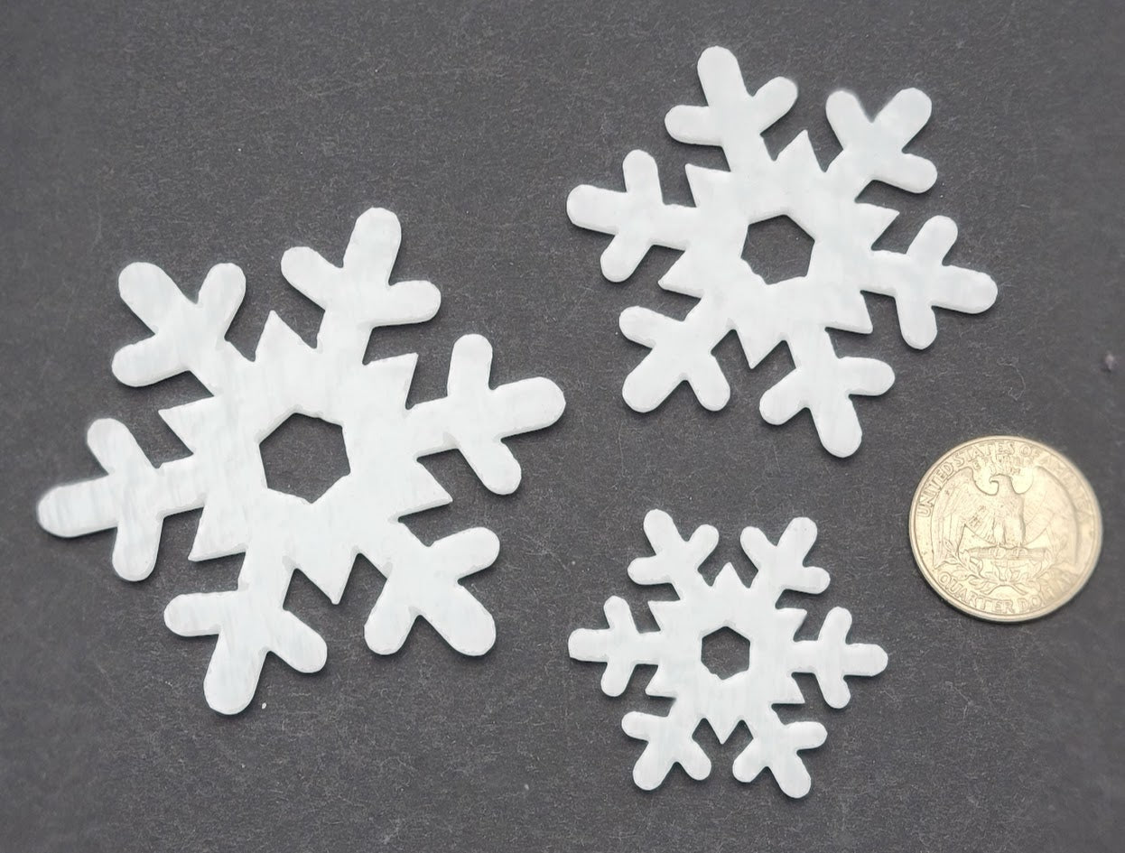 Snowflake 90 COE White Glass Precut Choice of Size Holiday Winter-Size Large