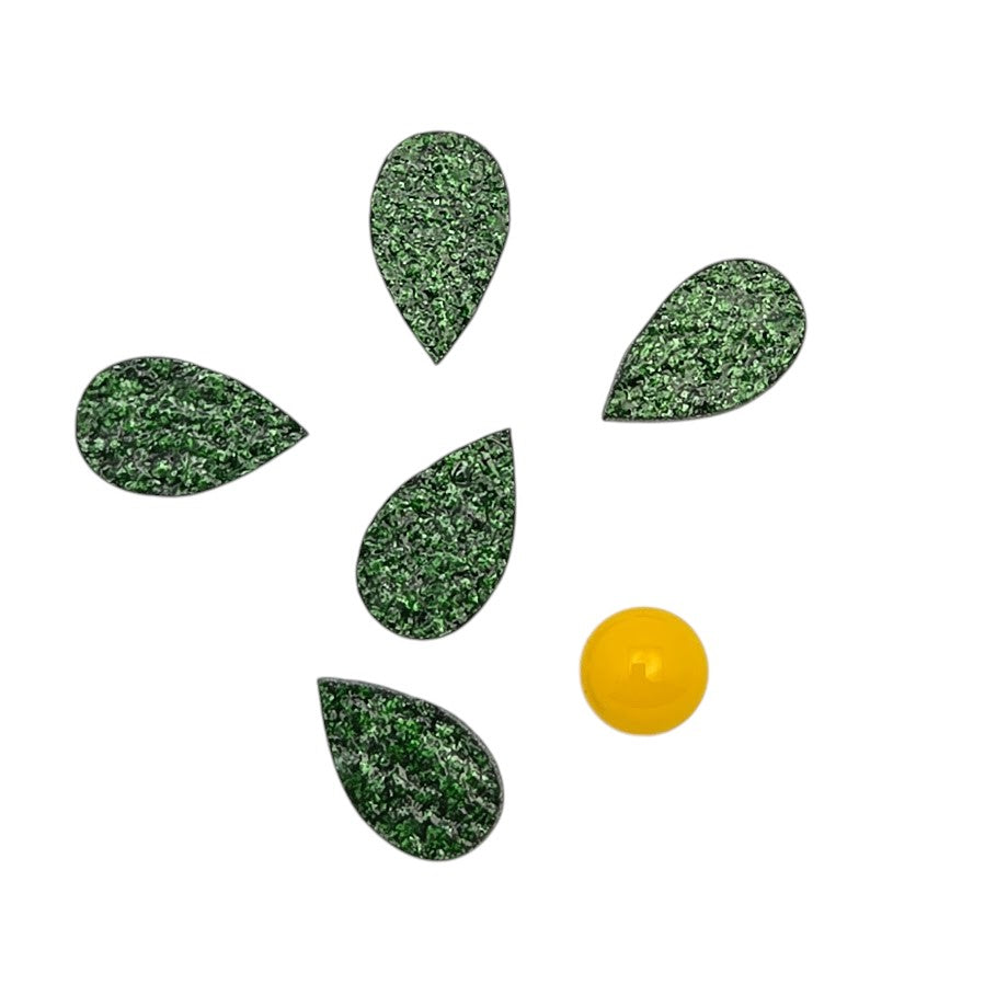 Sale! Aventurine Green 96 COE Five Petal Flower Glass Precuts for Fusing Supplies- 
