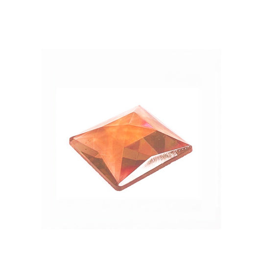 PEACH ONE SQUARE Glass Faceted Jewel 25mm 1" German Made Bevels Stained Pink- 