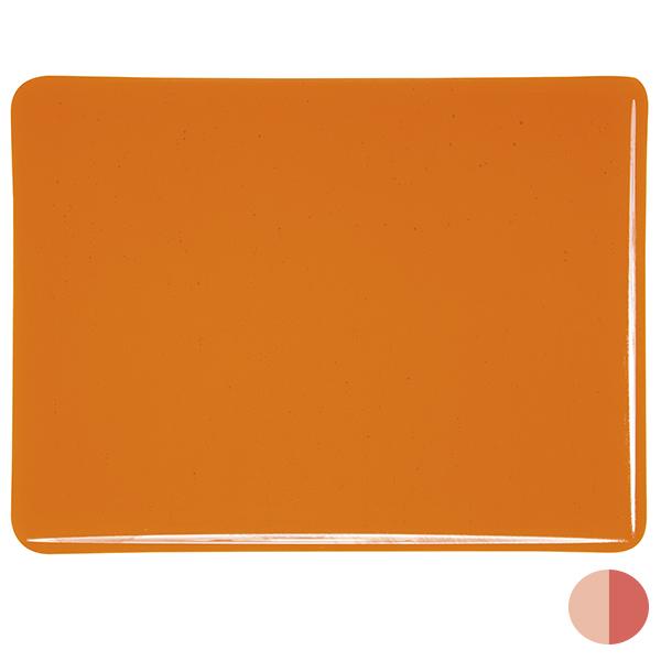 1025 Light Orange Transparent 90 COE Bullseye Fusing Glass Sheet 5x5 inch 3mm Striker 90COE- 