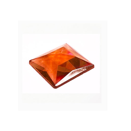 Orange ONE SQUARE Glass Faceted Jewel 25mm 1" German Made Bevels Stained- 
