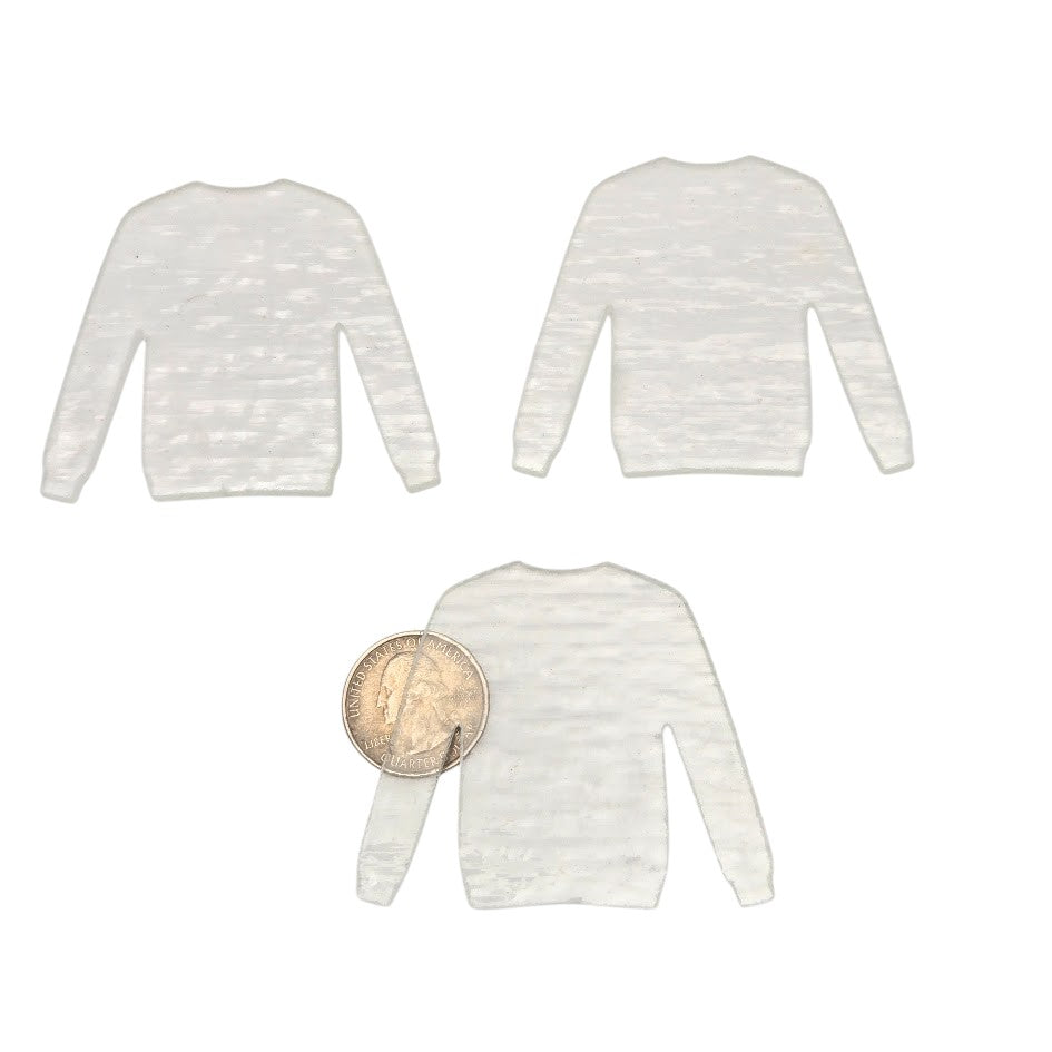 Three Clear 90 COE Fusible Sweater Precut Glass 2 6/8 x 2 1/8 in Ornament Christmas Ugly- 