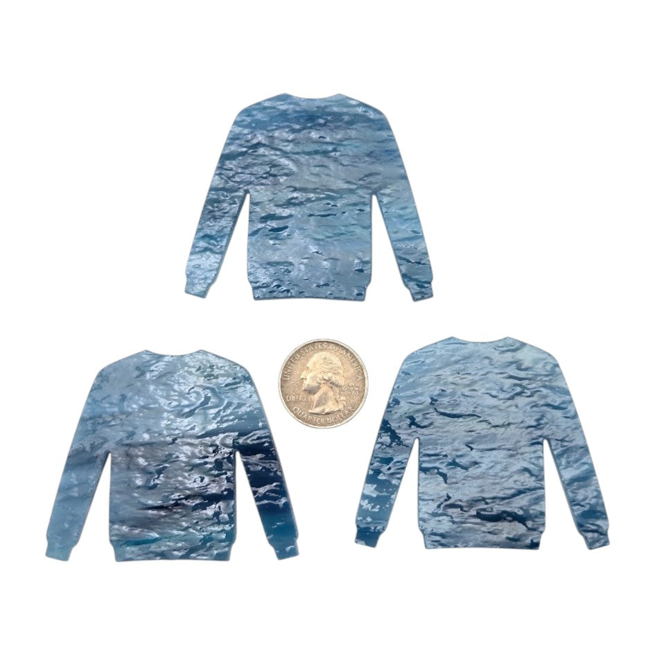 Three Blue Yonder 96 COE Fusible Sweater Precut Glass 2 6/8 x 2 1/8 in Ornament Christmas Ugly- 