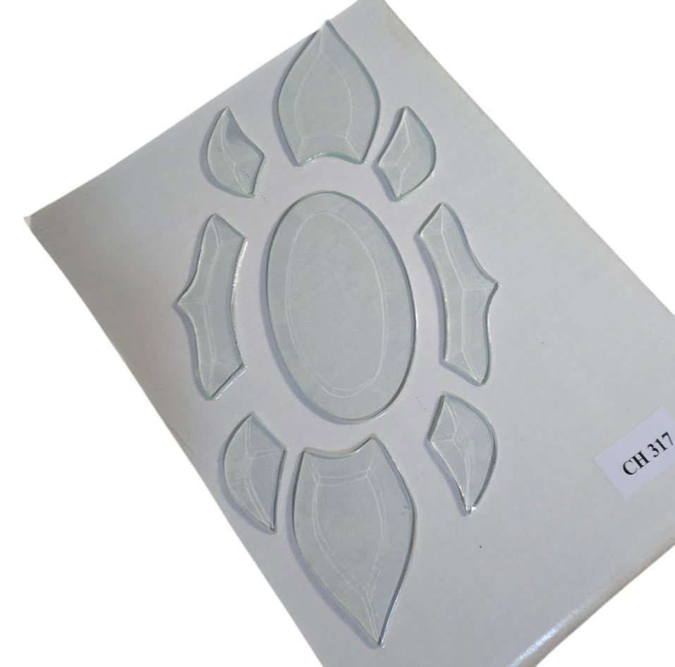 Quality BEVELED GLASS CLUSTER  5.5 X 12 inches Very Nice Quality Transom Bevels- 