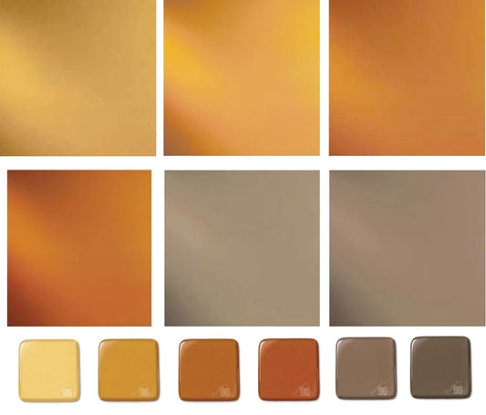 6 Pieces 6x6" Oceanside Compatible 96 COE AMBER & BRONZE Transparent Pack Glass Sheets- 