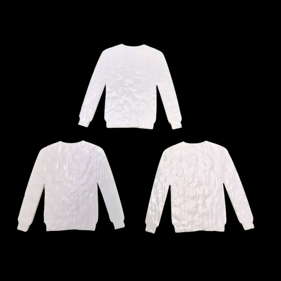 Three WHITE 90 COE Fusible Sweater Precut Glass 2 6/8 x 2 1/8 in Ornament Christmas Ugly- 